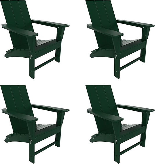 WestinTrends Ashore Modern Outdoor Folding Adirondack Chair (Set of 4), Dark Green