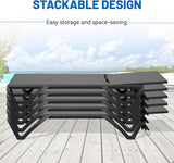 Outdoor Lounge Chairs Set of 2, Aluminum Pool Lounge Chairs with 5 Adjustable Backrest and Side Table - Photo 7