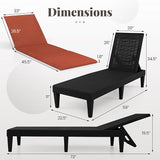HAPPYGRILL Outdoor Chaise Lounge Chair Rattan Recliner Lounger with Removable Cushion & 3-Level Adjustable Backrest - Photo 3