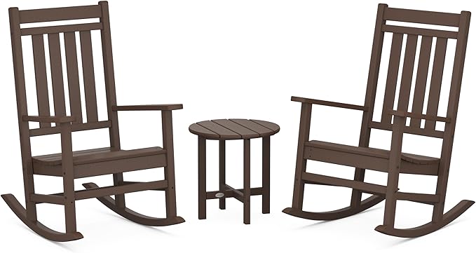 POLYWOOD Estate 3-Piece Rocking Chair Set, Outdoor Porch Rockers, Fade-Proof HDPE - Photo 1