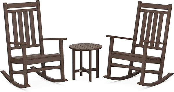 POLYWOOD Estate 3-Piece Rocking Chair Set, Outdoor Porch Rockers, Fade-Proof HDPE - Photo 1
