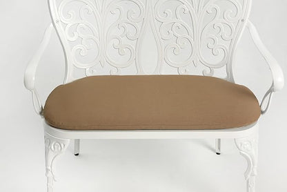 espidoo Cast Aluminum Garden Bench: Year-Round Elegance with Floral Rose - White Outdoor Patio Bench with Cushion - 34.6" W for Patio Lawn & Backyard