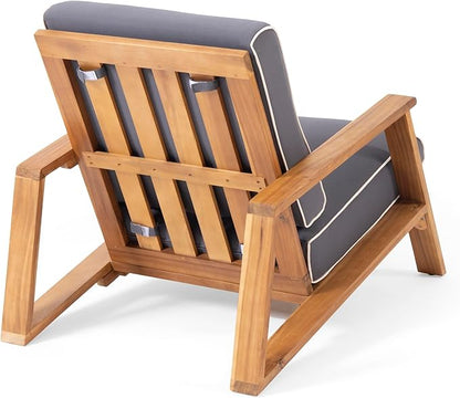 Christopher Knight Home Paloma Outdoor Club Chair with Cushion - Acacia Wood - Teak/Dark Gray