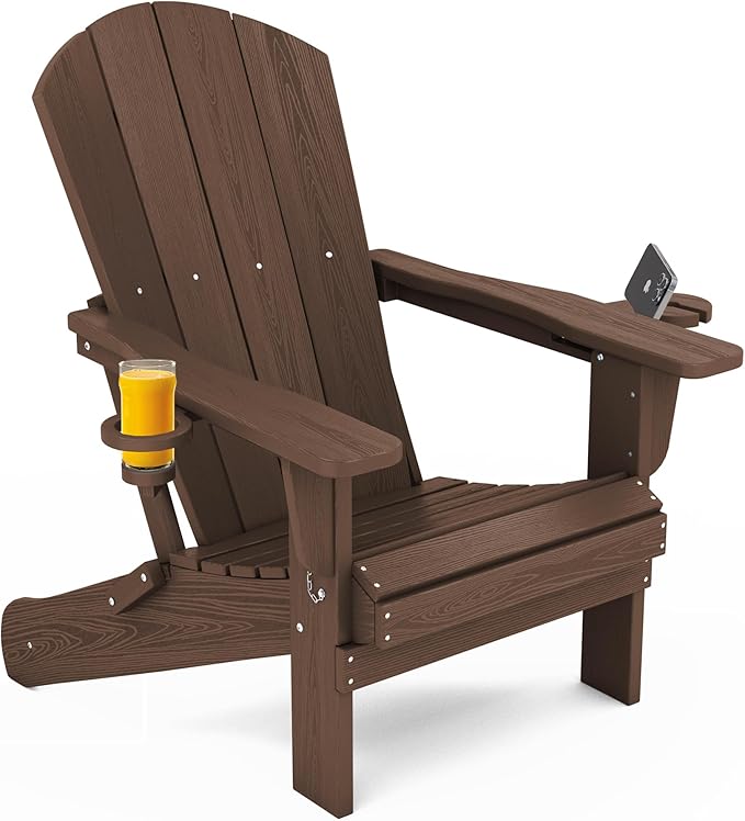 SERWALL Adirondack Chair with Cup Holders - Composite Adirondack Chairs Set of 2 HDPE Outdoor Chairs All Weather Use - Photo 9