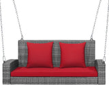 RELAX4LIFE 2-Person Porch Swing Bench - PE Rattan Outdoor Swing Chair with Comfortable Seat & Back Cushions - Photo 1