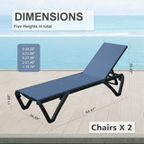 Domi Pool Lounge Chairs Set of 2, Aluminum Chaise Lounge Outdoor with Side Table - Photo 2