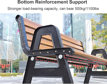 Metal Garden Bench with Backrest and Armrests, Weatherproof Outdoor Seating, Load Capacity 1100lbs for Garden, Porch, Backyard, and Park