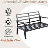 HOMREST Outdoor Loveseat Aluminum Patio Furniture Sofa, All-Weather Metal Outdoor Couch with Cushions, Grey - Photo 6