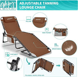 #WEJOY Folding Lounge Chair Outdoor, 5-Position Adjustable Sunbathing Tanning Chair with Shoulder Strap & Side Pocket - Photo 4