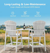 PASAMIC Tall Adirondack Chairs Set of 2, All-Weather HDPE Bar Height Patio Chairs with Double Tray - Photo 5