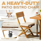 IDZO Natural 3-Piece Bistro Set: Foldable 400lbs Chairs, 220lbs Shelf Table, FSC Acacia Wood, Washable Cushions - Photo 2