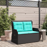 2-Seater Reclining Patio Bench with Cushions, Outdoor Synthetic Poly Rattan Loveseat with Adjustable Backrest - Photo 4