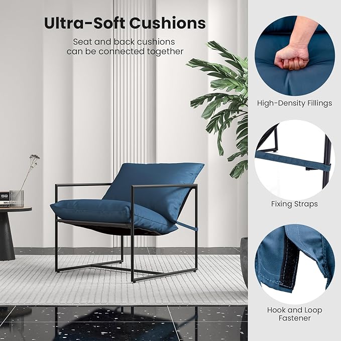 Tangkula Sling Accent Chair, Indoor Outdoor Leisure Chair with Seat & Back Cushions - Photo 5