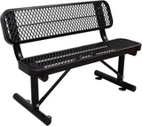 Outdoor Garden Bench, Cast Iron Metal Frame Patio Park Bench with Backrest, Portable Expanded Metal Black Bench - Photo 1