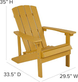 Flash Furniture Charlestown Poly Resin Adirondack Chair - Yellow - All Weather - Indoor/Outdoor - Set of 2 - Photo 3