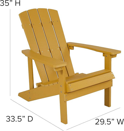 Flash Furniture Charlestown Poly Resin Adirondack Chair - Yellow - All Weather - Indoor/Outdoor - Set of 2