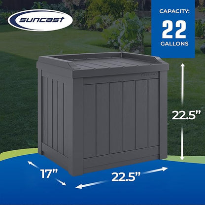 Suncast 2 Pack Small Deck Box Storage w/ Bench Seat for Indoor & Outdoor Use, 22 Gal., Cyberspace