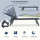 Tangkula 3 Piece Patio Chaise Lounge Set, Aluminum Patio Recliner with Coffee Table, 6-Level Backrest Adjustment - Photo 5