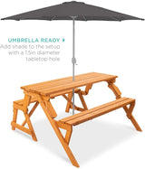Best Choice Products 2-in-1 Transforming Interchangeable Outdoor Wooden Picnic Table Garden Bench for Backyard, Porch - Photo 5