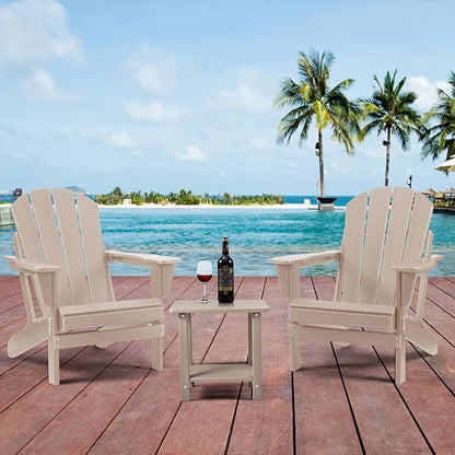 Adirondack Outdoor Side Table, 2-Tier Sturdy Patio End Table Weather Resistant, 16.5" Solid Side Table for Patio, Pool, Porch(Grayish Brown)