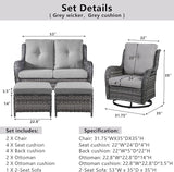 Belord 5 Piece Wicker Patio Furniture Set, Outdoor Swivel Rocker Chairs Set of 2 with Ottomans and Loveseat - Photo 9