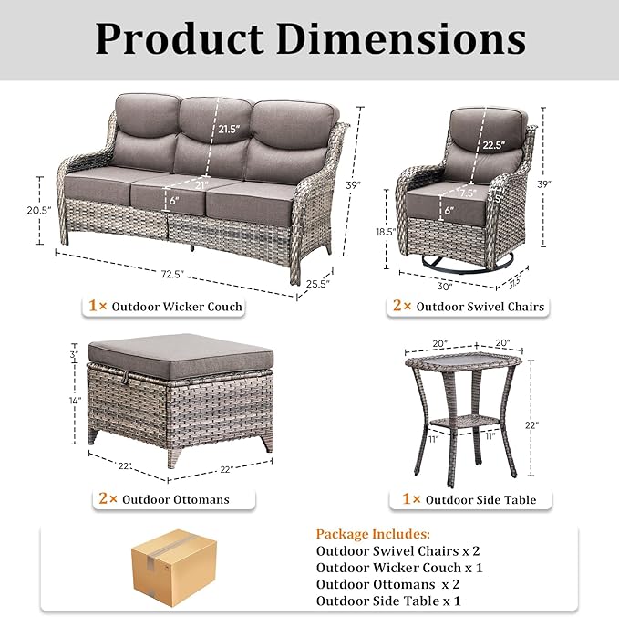 Luxury High Back Patio Furniture Set with 6-Inch Thick Cushions - Photo 2