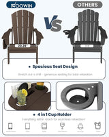 FOOWIN Folding Adirondack Chair Set of 2, HDPE Adirondack Chairs with Cup Holder - Photo 4