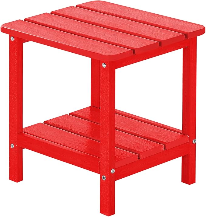 Outdoor Side Table HDPE Small Outdoor End Table Patio Side Tables Square for Backyard Pool Porch Balcony Double Layer - Photo 1