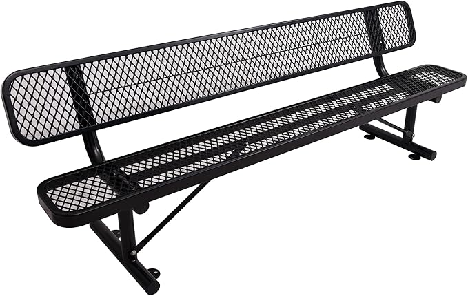 8FT Park Benches for Outside, Heavy-Duty Portable Outdoor Bench, Garden Benches Weatherproof with Backrest & Portable Frame, Commercial-Grade Seat Bench for Park, Garden, School, Shopping Mall