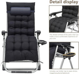 Zero Gravity Chair, Portable Folding Reclining Lounge Chairs with Adjustable Cushion and Cup Holder Trays for Outdoor - Photo 9