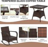 ORALNER 3 Pieces Patio Furniture Set, Outdoor Wicker Rocking Chairs with Cushions, Pillows, Glass Coffee Table - Photo 5