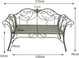 Metal Garden Bench, Country Wrought Iron Double Chair Bench, Villa Garden Courtyard Decoration Leisure Chair - Photo 2