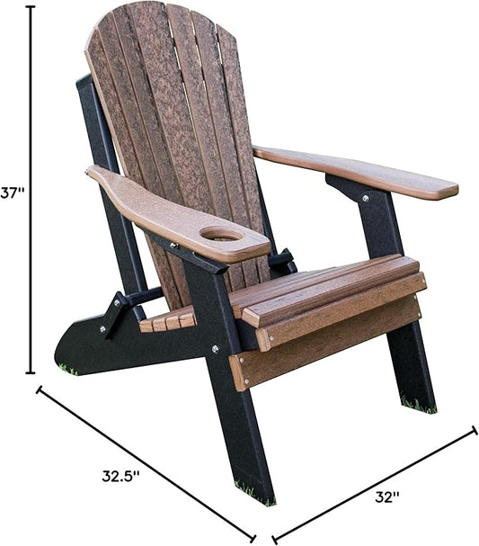 Furniture Barn USA Poly Folding Adirondack Chair, Walnut and Black