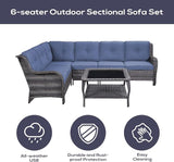 Belord Patio Furniture Set 6 Seats, Oversized Outdoor Sectional Couch, Two 3-Seater Sofas with Coffee Table - Photo 3