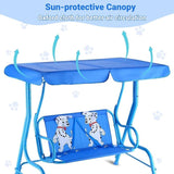 Costzon Kids Porch Swing, All-Weather Patio Swing Bench Hammock w/Adjustable Canopy & Safety Belts for 2 Children - Photo 5
