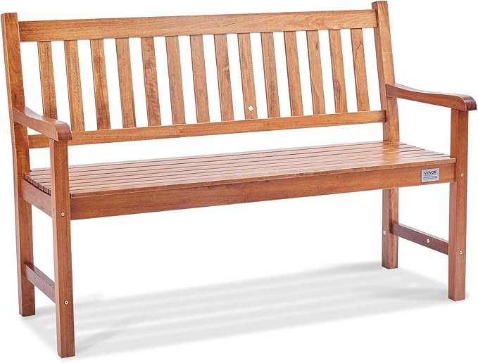 VEVOR Wood Outdoor Bench, 2-Person Garden Bench with Backrest and Armrests, 800 lbs Load Capacity - Photo 1