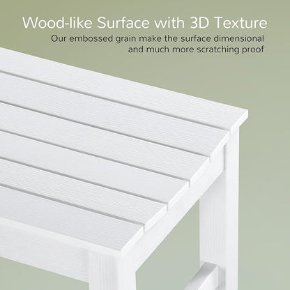 Stoog Outdoor Bench, 2-Person Patio Backless Bench, Outdoor Benches Weatherproof with 800 lbs Weight Capacity, Never Rot or Fade, White