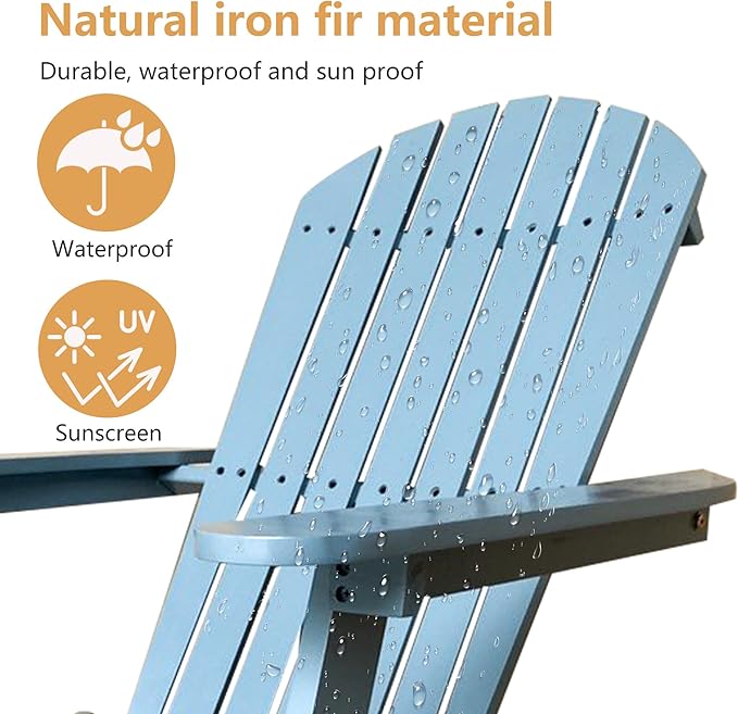 PayLessHere Adirondack Chairs, Weather Resistant Patio Chairs with Pinewood Wooden Textured for Patio Lawn Garden - Photo 6