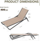 Kingdura Chaise Lounge Chairs Set for Pool, Aluminum Outdoor Lounge Chairs with 5 Positions Recliner - Photo 2
