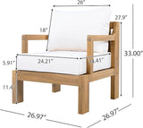 Acacia Wood Patio Chairs Set of 2, Outdoor Accent Chairs with Armrest - Photo 2