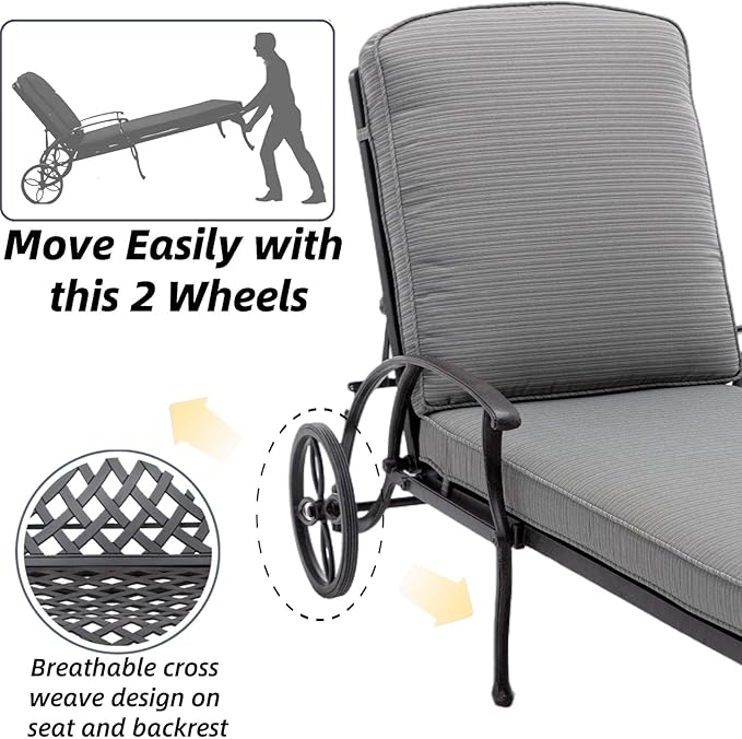 Chaise Lounge Outdoor Chair with Wheels - Photo 3