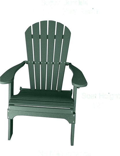 Phat Tommy Foldable Adirondack Chair - Poly Adirondack Chair Folding - HDPE, Heavy Duty, Recycled Plastic - All Weather Outdoor Furniture for Your Deck, Front Porch, or Patio, Green