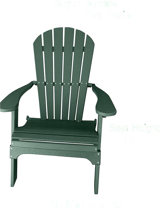 Phat Tommy Foldable Adirondack Chair - Poly Adirondack Chair Folding - HDPE, Heavy Duty, Recycled Plastic - All Weather Outdoor Furniture for Your Deck, Front Porch, or Patio, Green