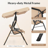 RELAX4LIFE 3-Person Porch Swing Chair - Outdoor Swing w/Adjustable Canopy, Removable Cushion & Metal Frame Stand - Photo 7