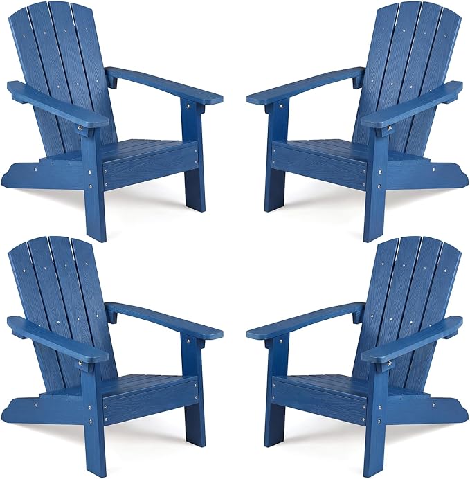 Giantex Kids Adirondack Chair, All-Weather HIPS Children's Outdoor Chair w/Ergonomic Design, Toddler Lawn Chairs for Age 3-8, Kids Beach Chair for Garden Patio Backyard (4,Navy Blue)