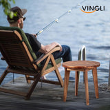 VINGLI Solid Wood Outdoor Side Table, Weather-Resistant Round Patio End Accent Table for Garden, Balcony, Porch, Natural - Photo 8