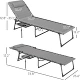 Outsunny Folding Chaise Lounge Chair Outdoor Tanning Chair with Side Table - Photo 3