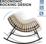 SWITTE Oversized Rocking Papasan Chair, Outdoor Wicker Egg Rocker with Thick Cushion - Photo 6
