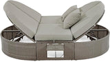 Rattan Patio 2-Person Daybed, Outdoor Sun Bed with Cushions and Pillows - Photo 4