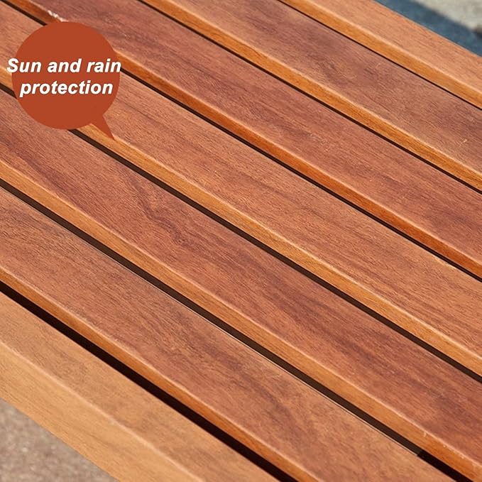 2-Person Outdoor Bench, Metal Garden Benches, Waterproof Garden Seat Slatted Bench, Rectangular Dining Seat for Yard, Park and Balcony(Brown,120x40x45cm/47x16x18in)
